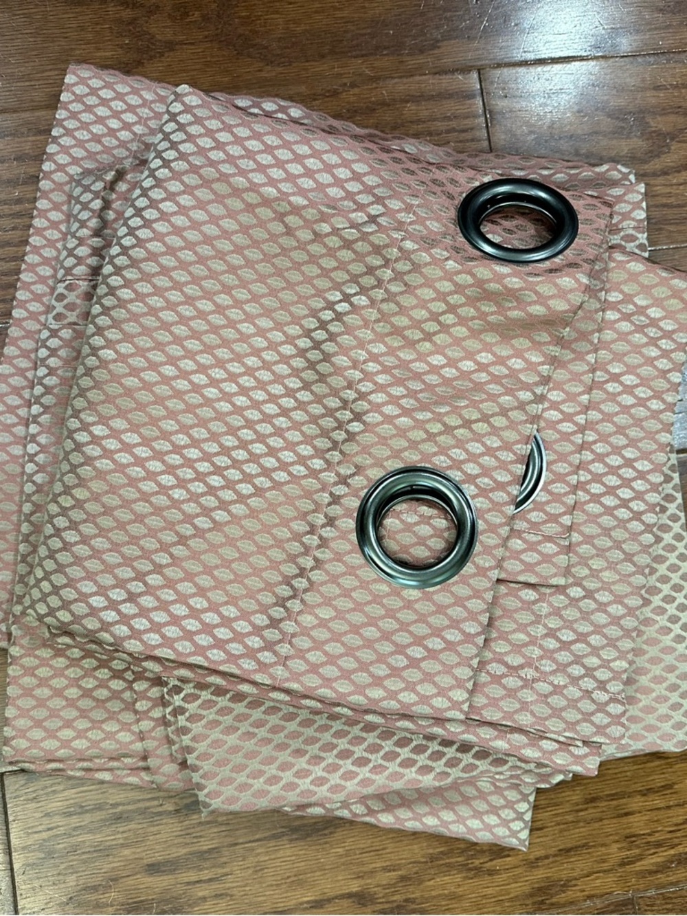 4 -Blush Pink Geometric Grommet Curtain Panel